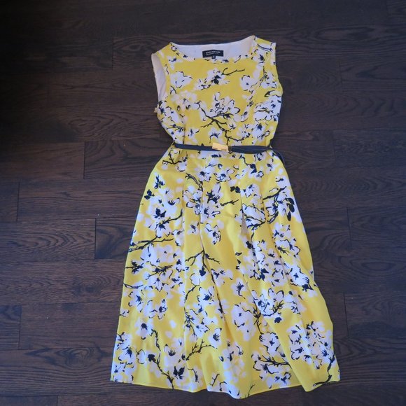 Jones New York Petite Sleeveless Belted Floral Dress Size 6P - Picture 1 of 4